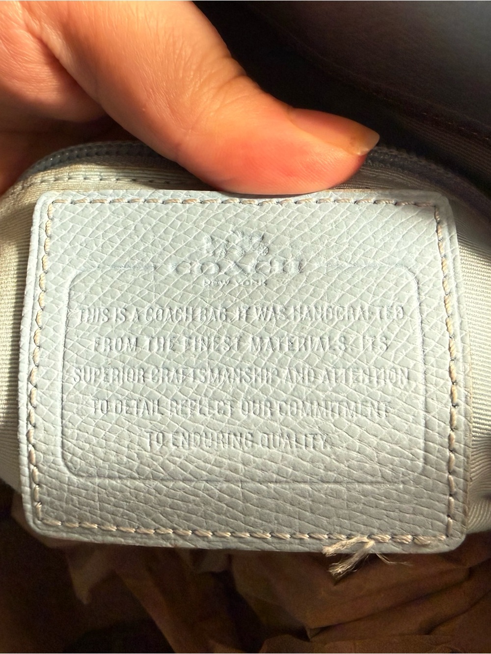 COACH Light Blue Leather Tote with Tag - Picture 4 of 4